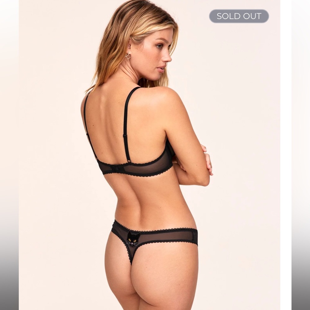 NWT Adore Me Alyshia black cat thong 1X